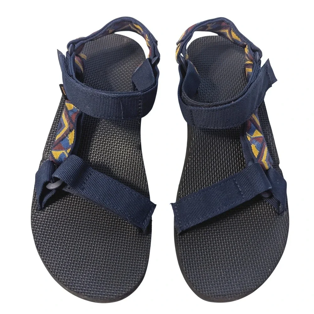 Teva Men's 9 Original Universal Blue Yellow Red Geometric Sport Sandals 1004006